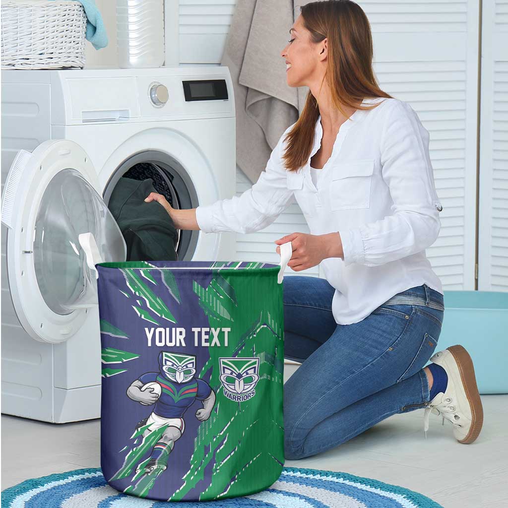Personalized New Zealand Warriors Laundry Basket Dynamic Lightning Mascot Rugby Australia