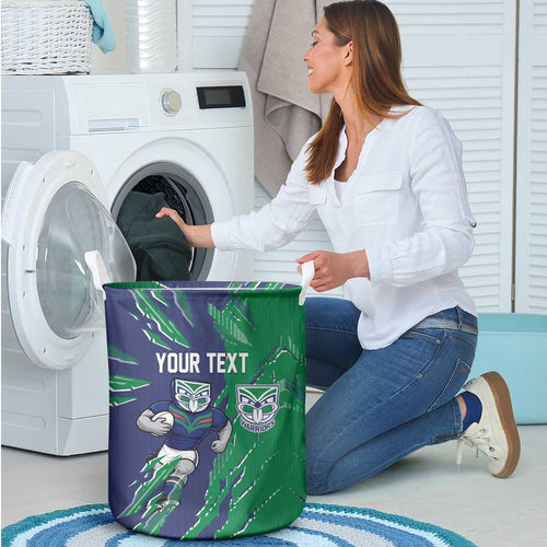 Personalized New Zealand Warriors Laundry Basket Dynamic Lightning Mascot Rugby Australia