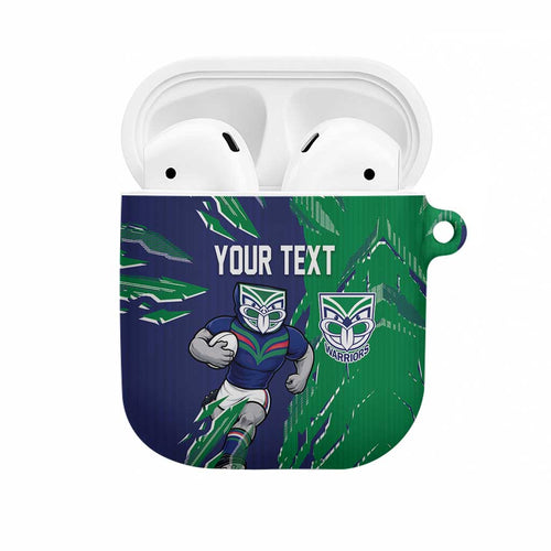 Personalized New Zealand Warriors AirPods Case Dynamic Lightning Mascot Rugby Australia