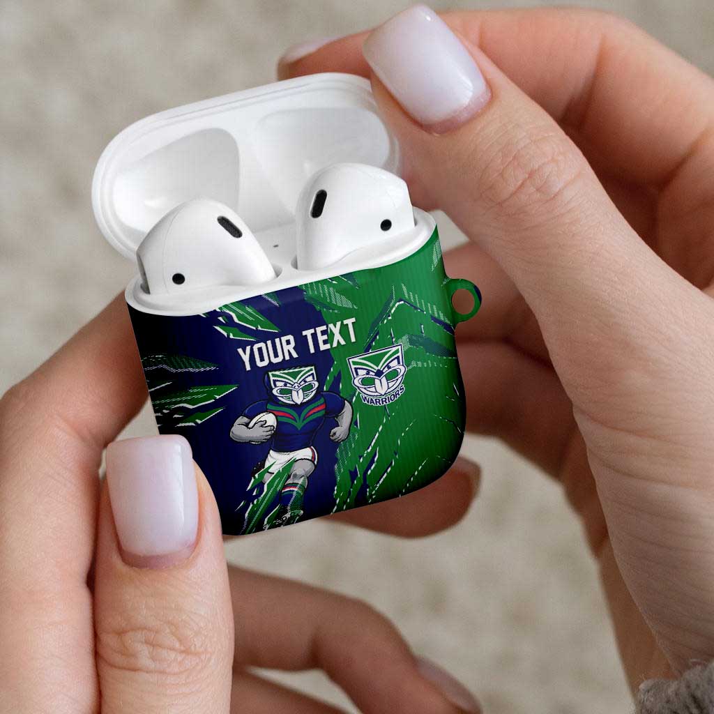Personalized New Zealand Warriors AirPods Case Dynamic Lightning Mascot Rugby Australia