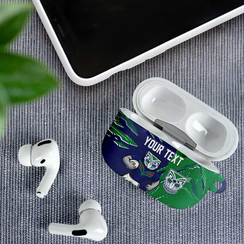 Personalized New Zealand Warriors AirPods Case Dynamic Lightning Mascot Rugby Australia
