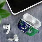 Personalized New Zealand Warriors AirPods Case Dynamic Lightning Mascot Rugby Australia