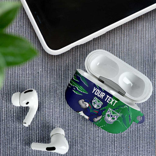 Personalized New Zealand Warriors AirPods Case Dynamic Lightning Mascot Rugby Australia