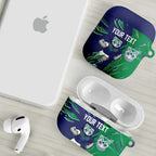 Personalized New Zealand Warriors AirPods Case Dynamic Lightning Mascot Rugby Australia