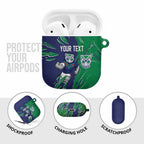 Personalized New Zealand Warriors AirPods Case Dynamic Lightning Mascot Rugby Australia