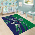 Personalized New Zealand Warriors Area Rug Dynamic Lightning Mascot Rugby Australia
