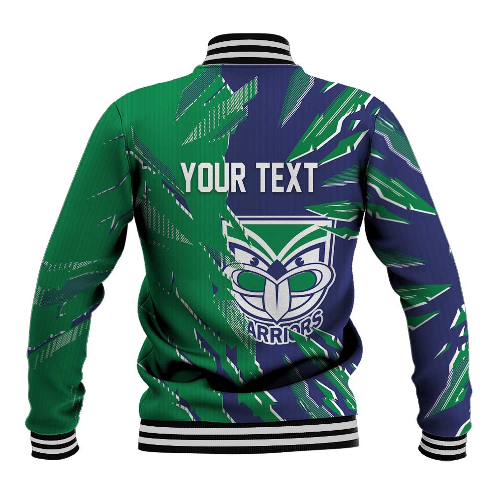Personalized New Zealand Warriors Baseball Jacket Dynamic Lightning Mascot Rugby Australia