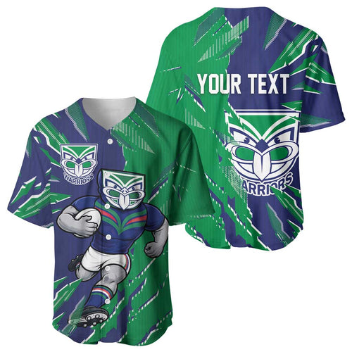 Personalized New Zealand Warriors Baseball Jersey Dynamic Lightning Mascot Rugby Australia