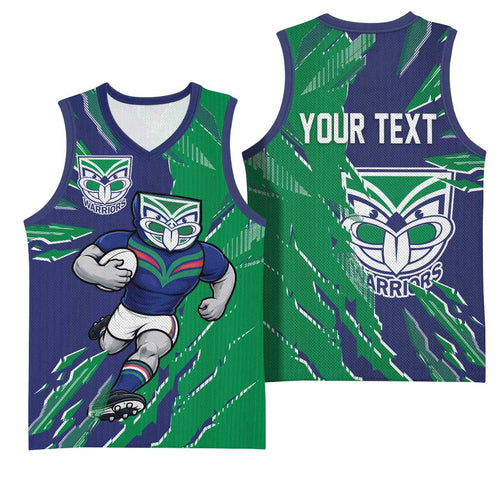 Personalized New Zealand Warriors Basketball Jersey Dynamic Lightning Mascot Rugby Australia