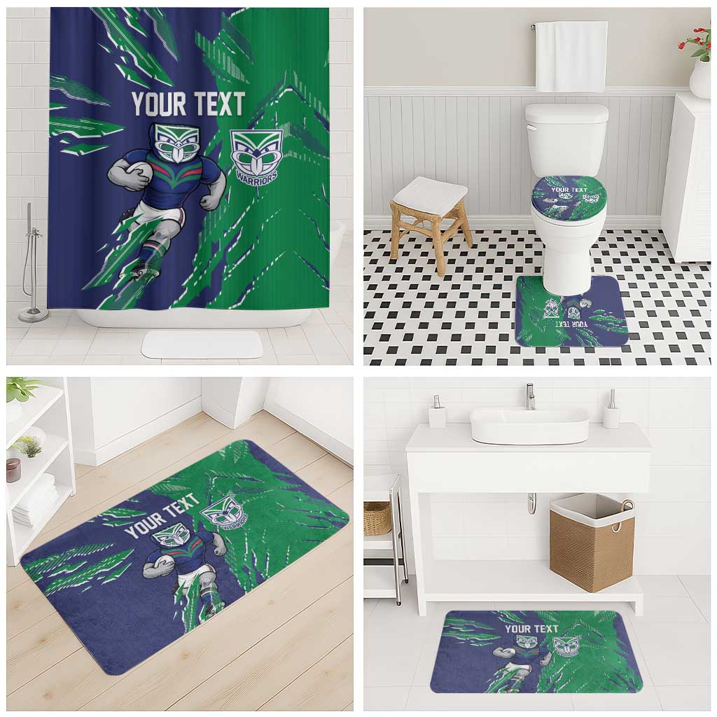 Personalized New Zealand Warriors Bathroom Set Dynamic Lightning Mascot Rugby Australia