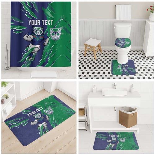 Personalized New Zealand Warriors Bathroom Set Dynamic Lightning Mascot Rugby Australia
