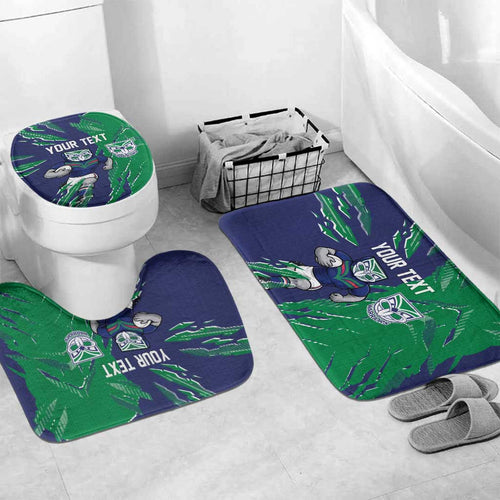 Personalized New Zealand Warriors Bathroom Set Dynamic Lightning Mascot Rugby Australia