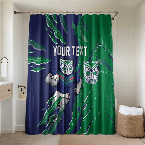 Personalized New Zealand Warriors Bathroom Set Dynamic Lightning Mascot Rugby Australia