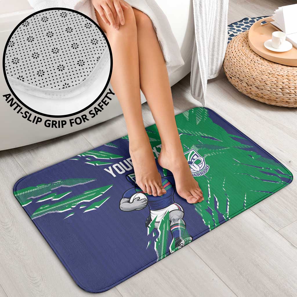 Personalized New Zealand Warriors Bathroom Set Dynamic Lightning Mascot Rugby Australia