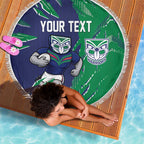 Personalized New Zealand Warriors Beach Blanket Dynamic Lightning Mascot Rugby Australia