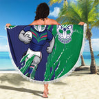 Personalized New Zealand Warriors Beach Blanket Dynamic Lightning Mascot Rugby Australia