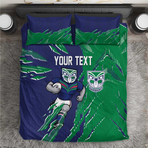 Personalized New Zealand Warriors Bedding Set Dynamic Lightning Mascot Rugby Australia