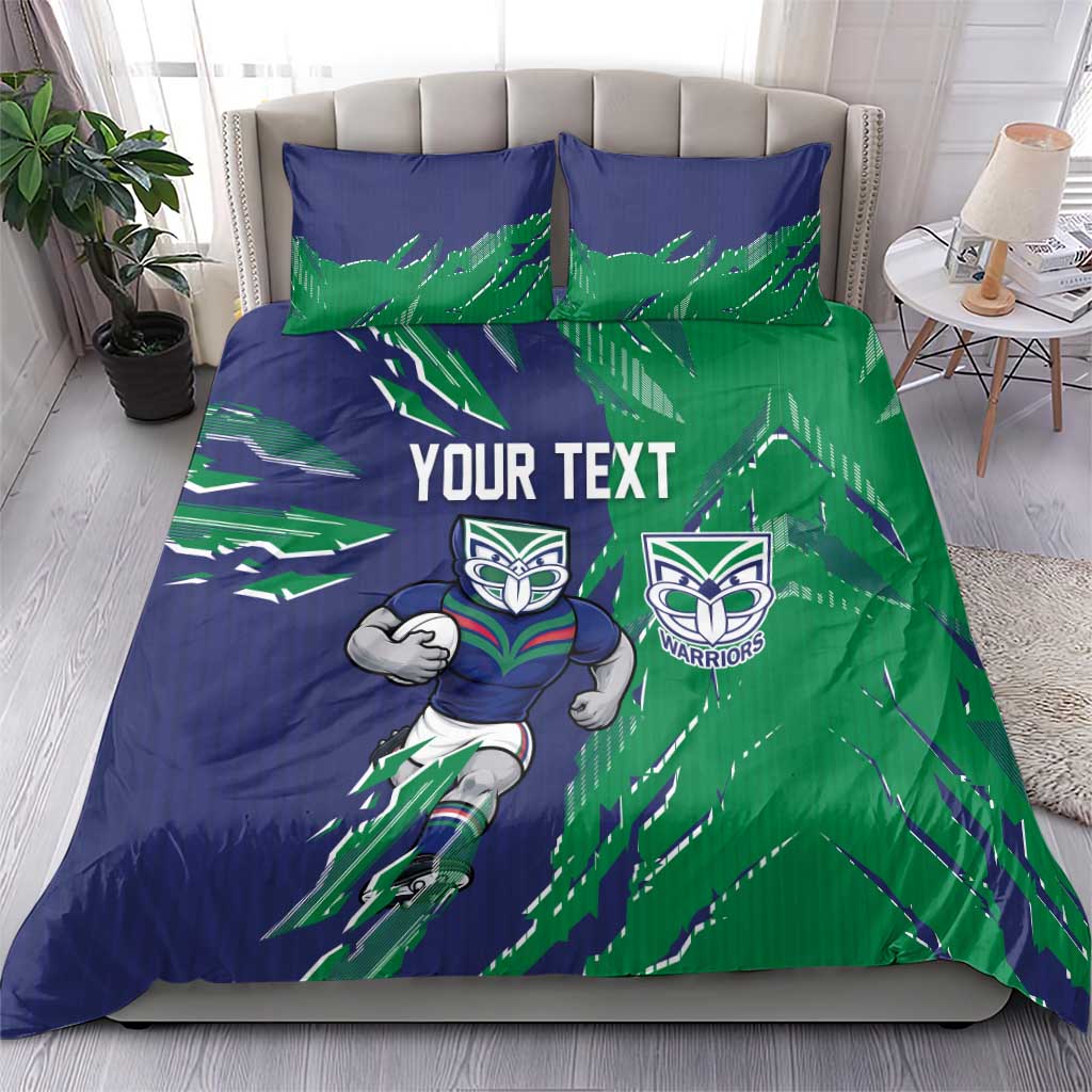 Personalized New Zealand Warriors Bedding Set Dynamic Lightning Mascot Rugby Australia