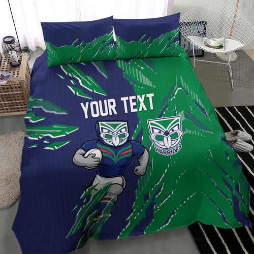 Personalized New Zealand Warriors Bedding Set Dynamic Lightning Mascot Rugby Australia