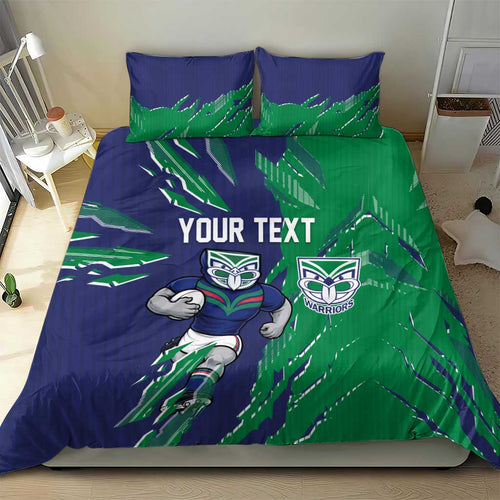 Personalized New Zealand Warriors Bedding Set Dynamic Lightning Mascot Rugby Australia