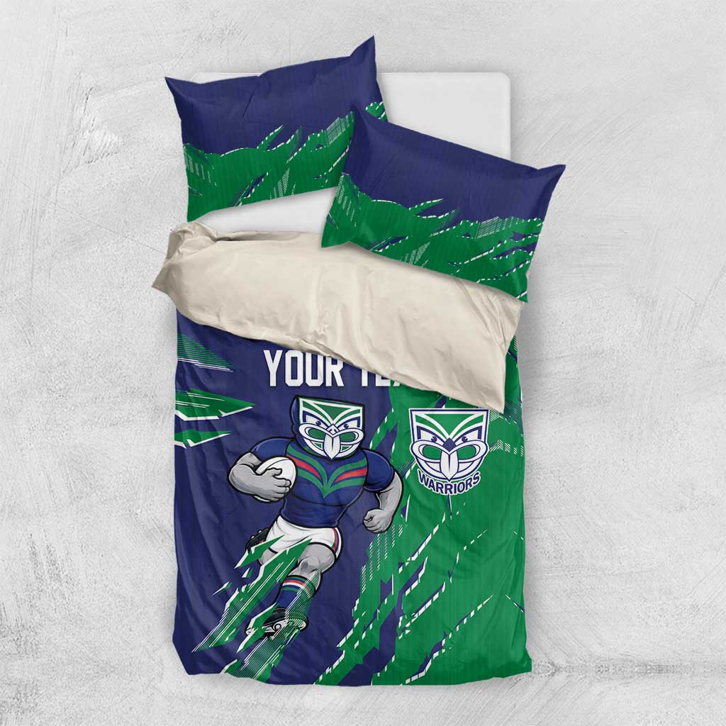 Personalized New Zealand Warriors Bedding Set Dynamic Lightning Mascot Rugby Australia