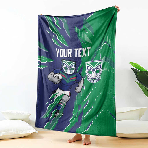 Personalized New Zealand Warriors Blanket Dynamic Lightning Mascot Rugby Australia