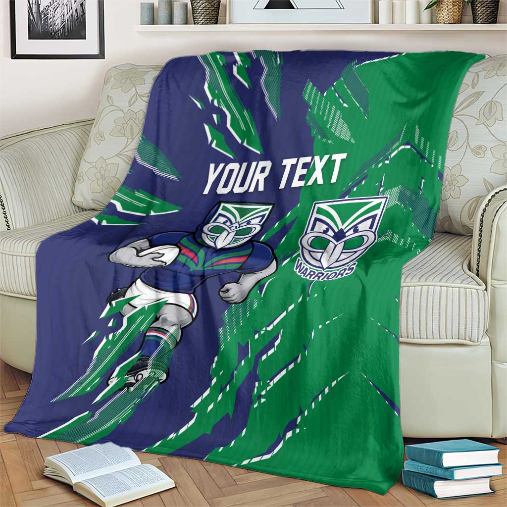 Personalized New Zealand Warriors Blanket Dynamic Lightning Mascot Rugby Australia