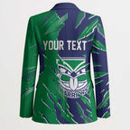 Personalized New Zealand Warriors Blazer Dynamic Lightning Mascot Rugby Australia