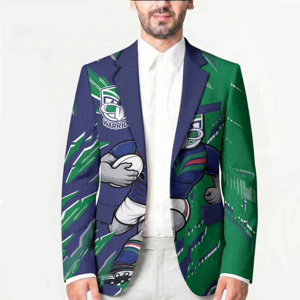 Personalized New Zealand Warriors Blazer Dynamic Lightning Mascot Rugby Australia