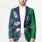 Personalized New Zealand Warriors Blazer Dynamic Lightning Mascot Rugby Australia