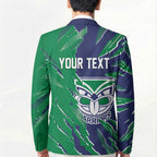 Personalized New Zealand Warriors Blazer Dynamic Lightning Mascot Rugby Australia