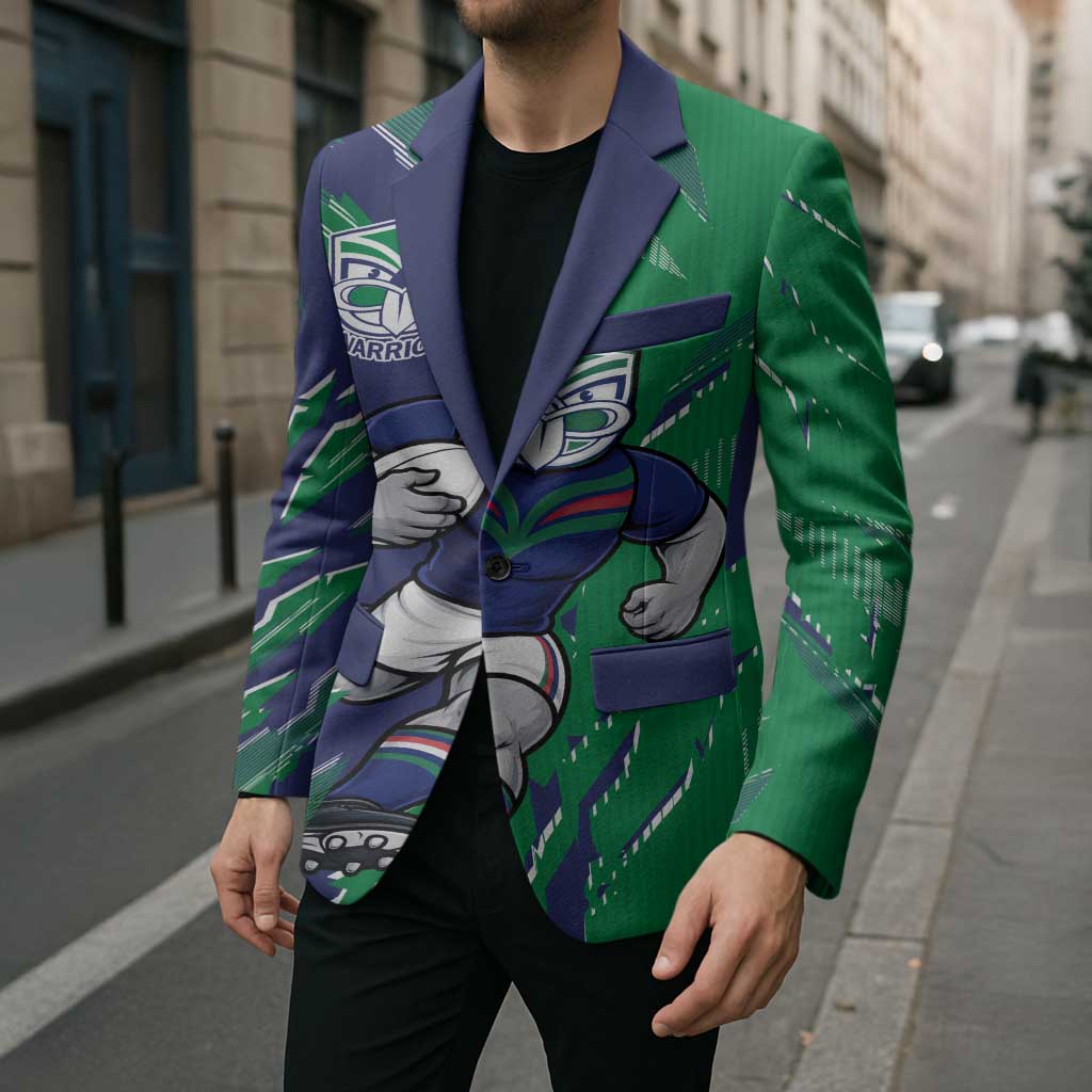 Personalized New Zealand Warriors Blazer Dynamic Lightning Mascot Rugby Australia