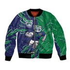 Personalized New Zealand Warriors Bomber Jacket Dynamic Lightning Mascot Rugby Australia