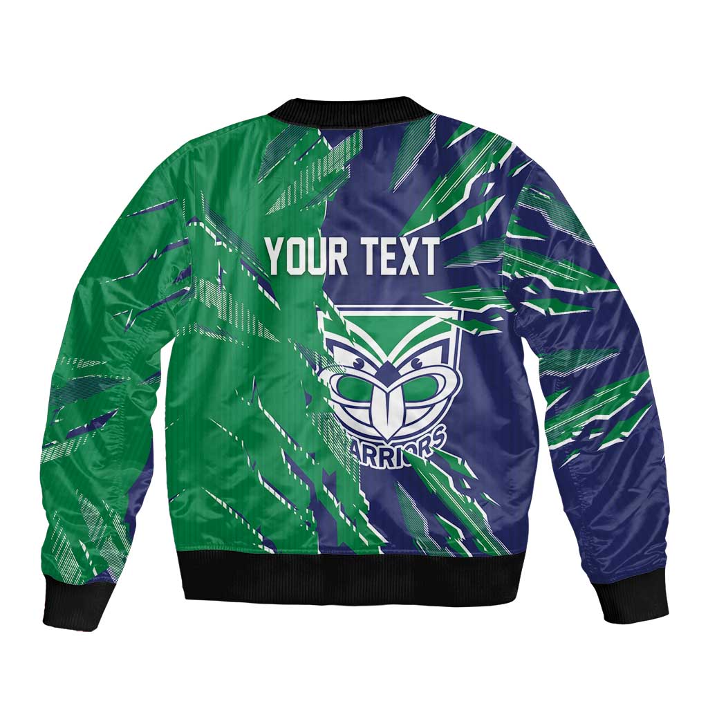 Personalized New Zealand Warriors Bomber Jacket Dynamic Lightning Mascot Rugby Australia