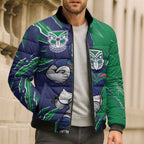 Personalized New Zealand Warriors Bomber Puffer Jacket Dynamic Lightning Mascot Rugby Australia