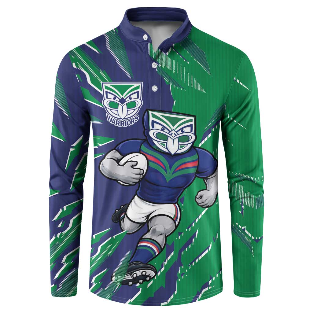 Personalized New Zealand Warriors Button Sweatshirt Dynamic Lightning Mascot Rugby Australia
