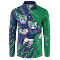 Personalized New Zealand Warriors Button Sweatshirt Dynamic Lightning Mascot Rugby Australia