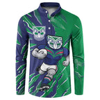 Personalized New Zealand Warriors Button Sweatshirt Dynamic Lightning Mascot Rugby Australia