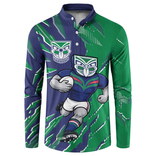 Personalized New Zealand Warriors Button Sweatshirt Dynamic Lightning Mascot Rugby Australia