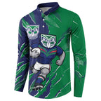 Personalized New Zealand Warriors Button Sweatshirt Dynamic Lightning Mascot Rugby Australia