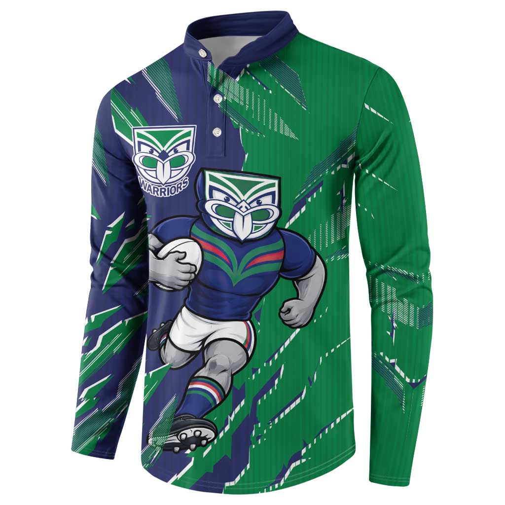Personalized New Zealand Warriors Button Sweatshirt Dynamic Lightning Mascot Rugby Australia
