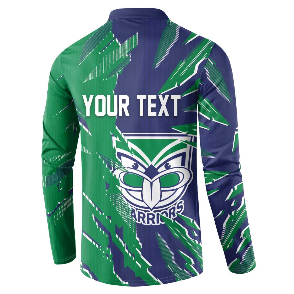 Personalized New Zealand Warriors Button Sweatshirt Dynamic Lightning Mascot Rugby Australia