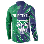 Personalized New Zealand Warriors Button Sweatshirt Dynamic Lightning Mascot Rugby Australia