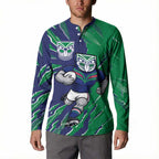 Personalized New Zealand Warriors Button Sweatshirt Dynamic Lightning Mascot Rugby Australia
