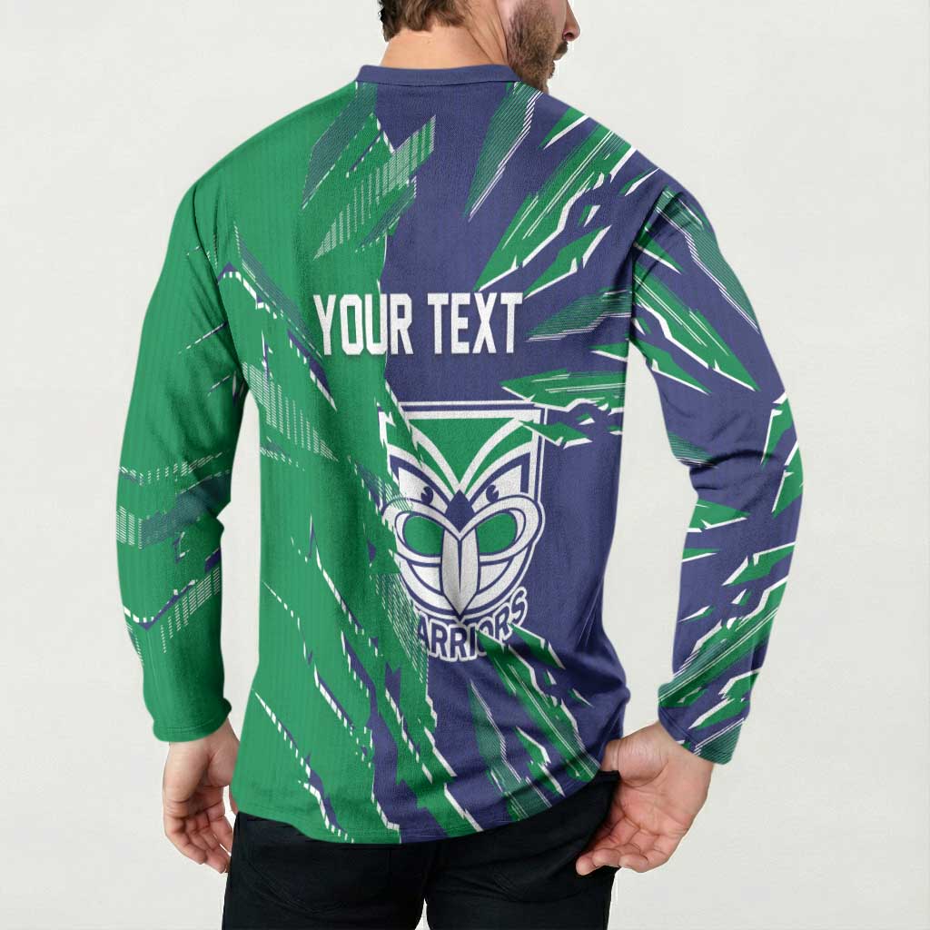Personalized New Zealand Warriors Button Sweatshirt Dynamic Lightning Mascot Rugby Australia