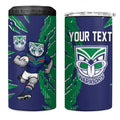 Personalized New Zealand Warriors 4 in 1 Can Cooler Tumbler Dynamic Lightning Mascot Rugby Australia