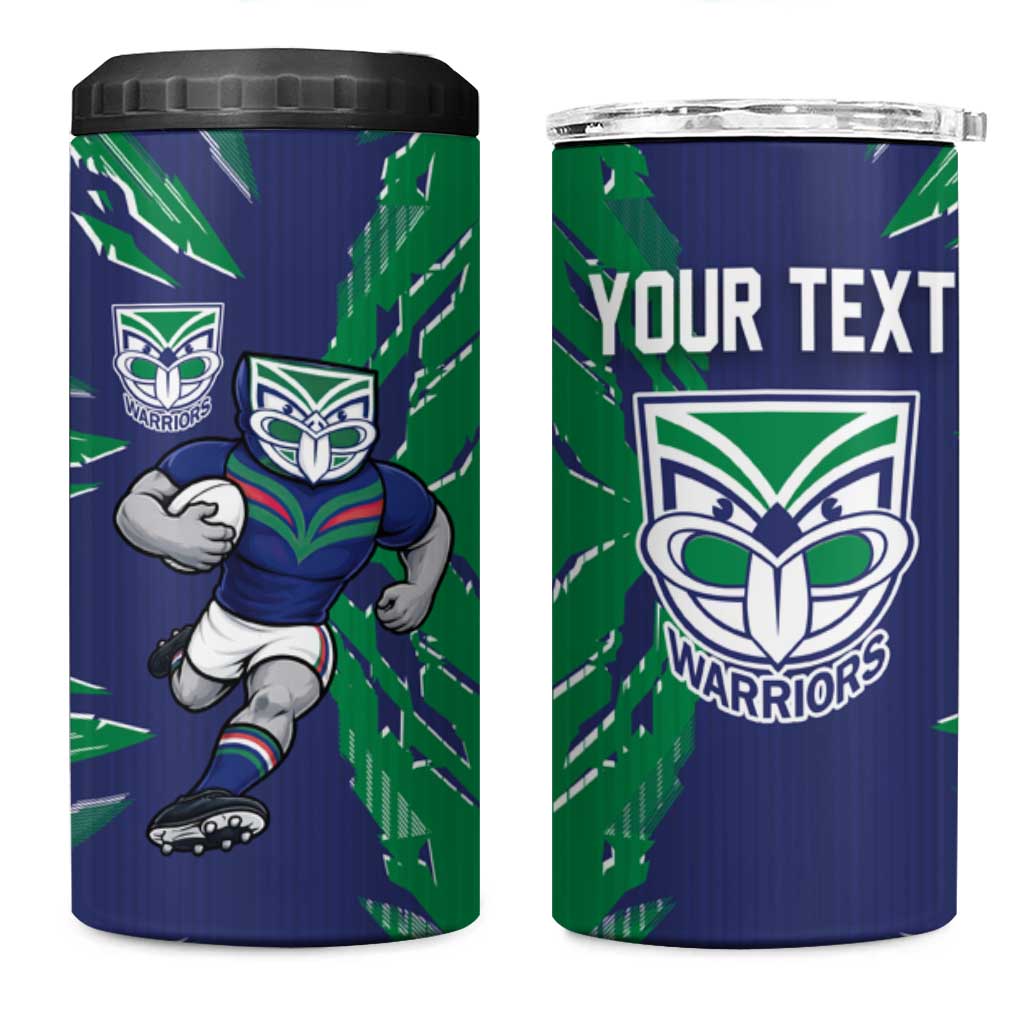 Personalized New Zealand Warriors 4 in 1 Can Cooler Tumbler Dynamic Lightning Mascot Rugby Australia