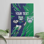 Personalized New Zealand Warriors Canvas Wall Art Dynamic Lightning Mascot Rugby Australia