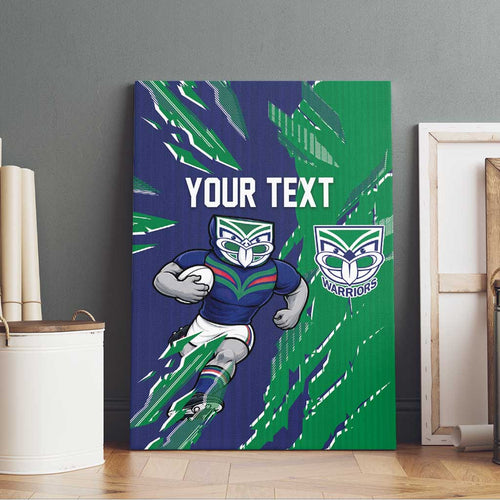 Personalized New Zealand Warriors Canvas Wall Art Dynamic Lightning Mascot Rugby Australia