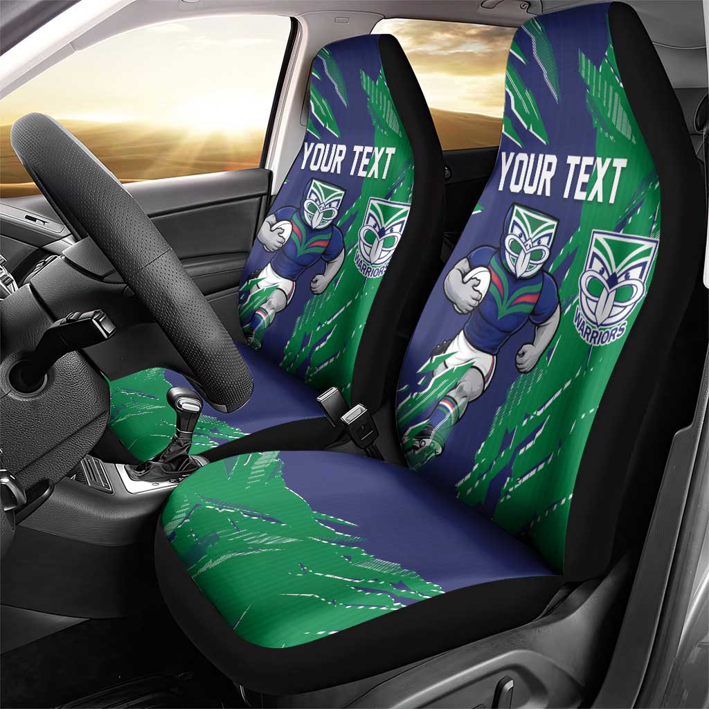 Personalized New Zealand Warriors Car Seat Cover Dynamic Lightning Mascot Rugby Australia
